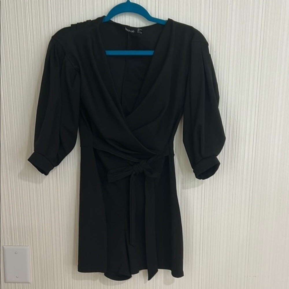 Boohoo Black Wrap Romper